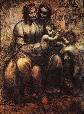Леонардо да Винчи: Святая Анна с Марией, младенцем Христом и Иоанном Крестителем